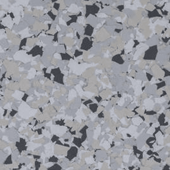 Domino flake blend: black, white, and gray chips