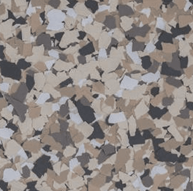 Creekbed flake blend: tan, black, and gray chips